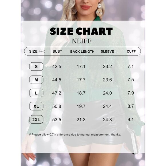 Womens Green Sheer Mesh Sparkly Crop Bomber Jacket Glitter Rave Outfit - Picture 5 of 5